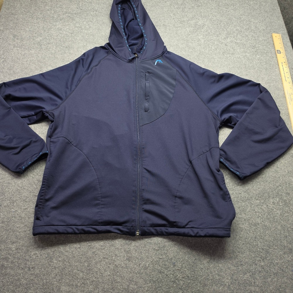Head Mens Full Zip Hooded Jacket Navy Blue Athletic Training Hoodie Large